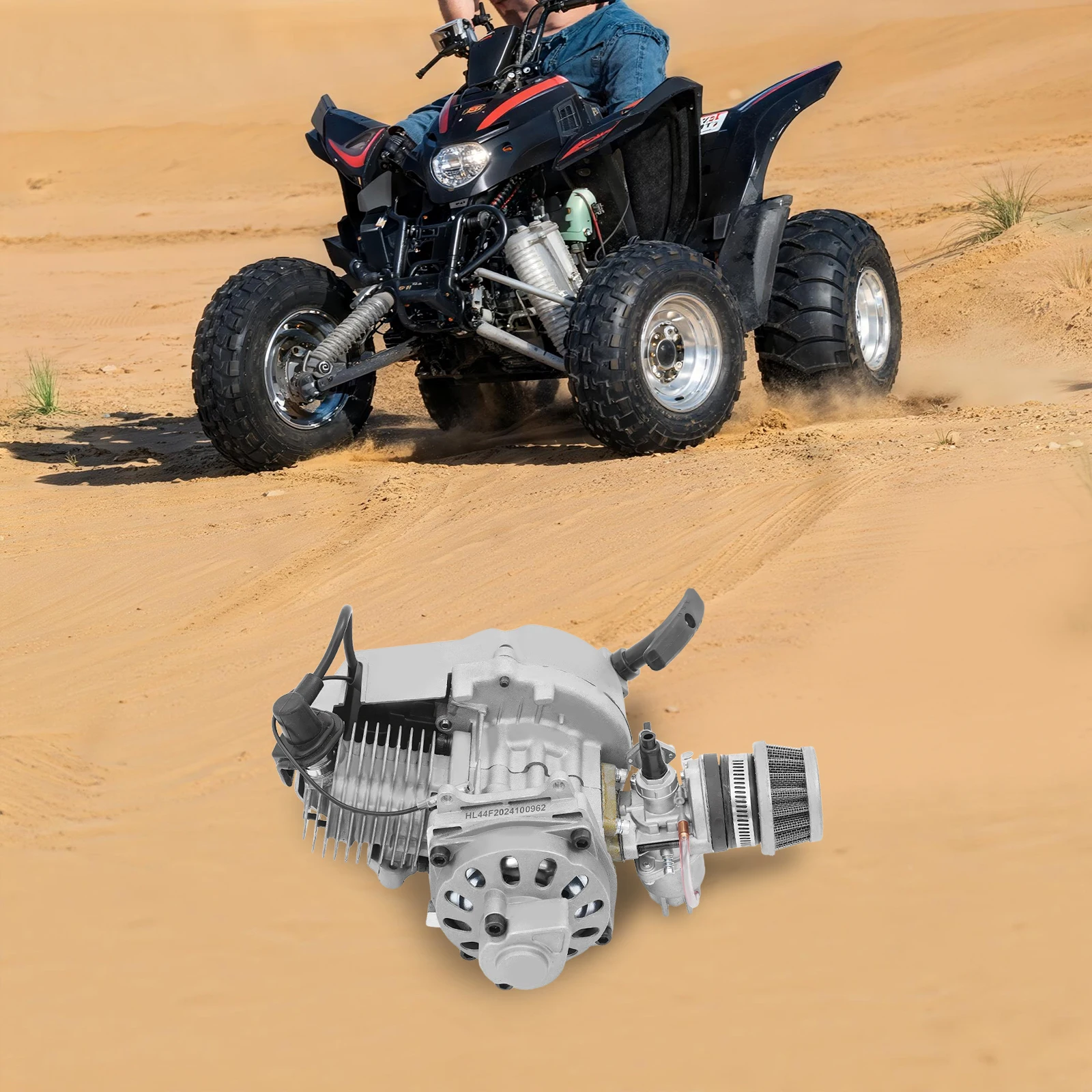 2-Takt Offroad-ATV-Motorkit, 49,85ccm Fahrradmotor, 3PS Mini-Dirt-Bike-Motor Luftgekühlt Einzylinder Seilzugstart – Detail 2