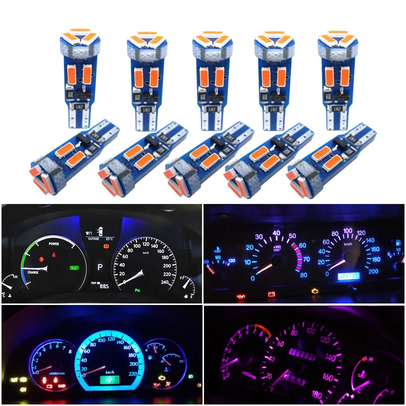 10pcs T5 Led Bulb Car Interior Dashboard Lights Instrument Lamp For Honda Civic Accord CRV
