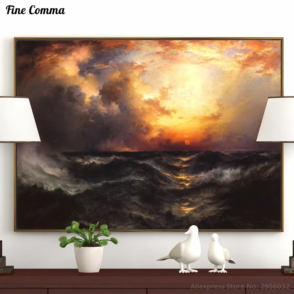 

Sunset in Mid Ocean Thomas Moran American Hand painted Handmade Oil Painting Reproduction Canvas Wall Art Home Decor Poster