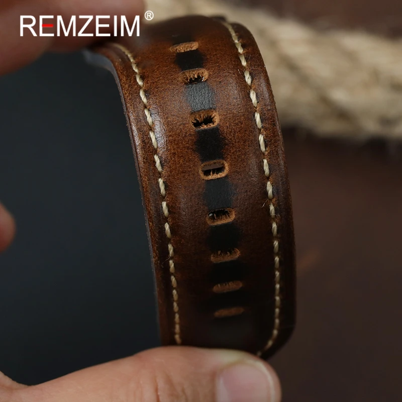 Handmade Genuine Cowhide Leather Watch Band in Green, Blue, and Brown