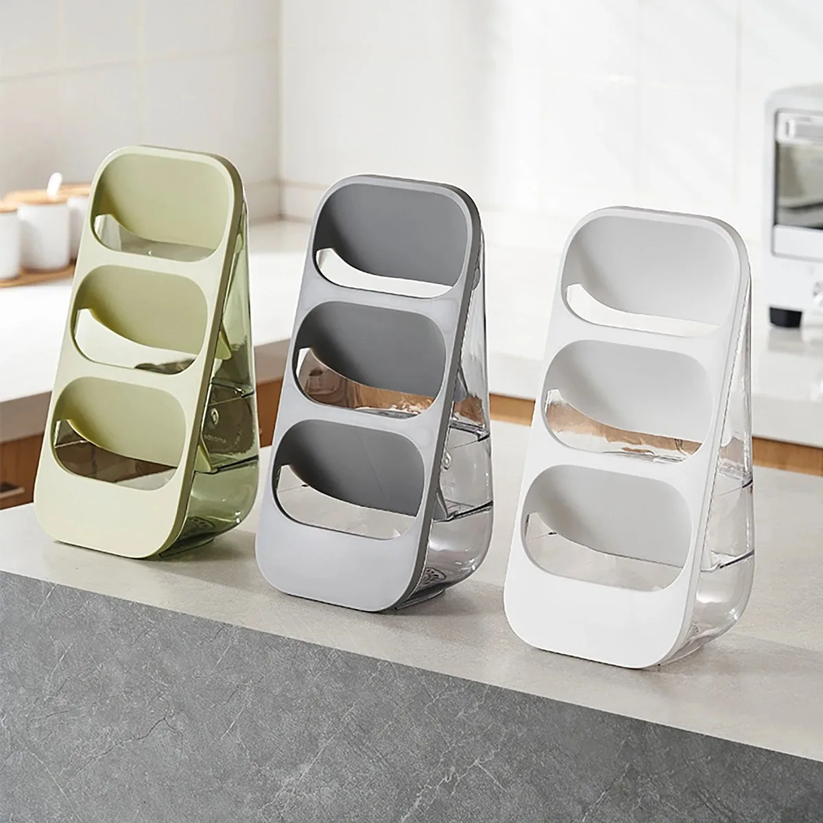 Household Multi-layer Chopstick and Spoon Storage Rack Kitchen Dust-proof Rack Three-compartment Cosmetic and Tool Storage Box