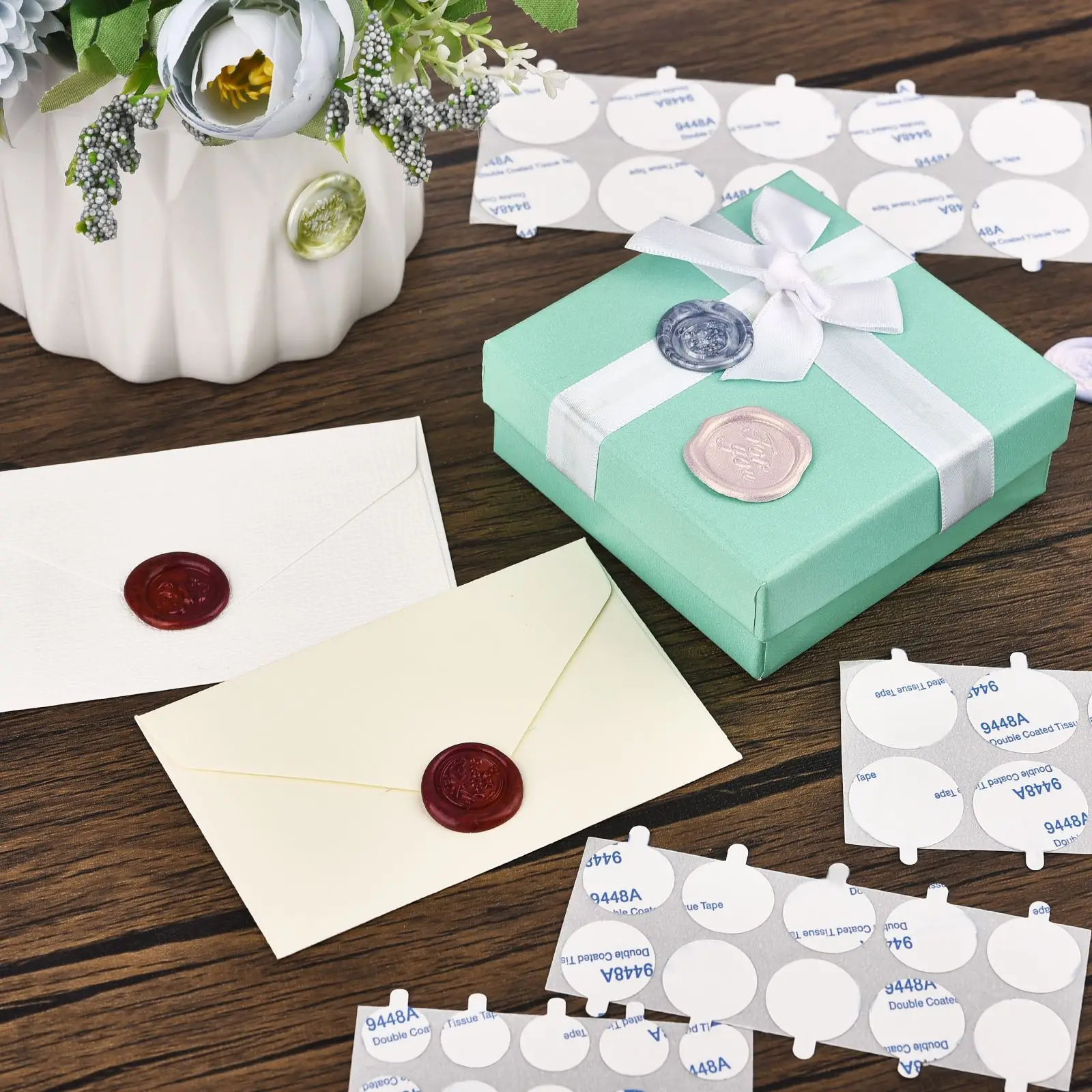 도장 왁스 스탬프 스티커, 자체 접착 라운드 양면 접착 테이프, 왁스 씰링 스탬프 스티커, 양초 심지 만들기, 100 개