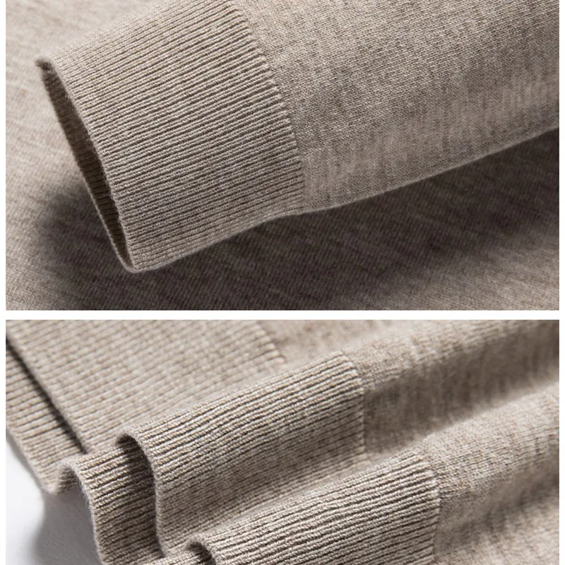 100% merino wool men's lapel pullover long sleeve POLO neck sweater loose top business casual knit bottoming shirt 5