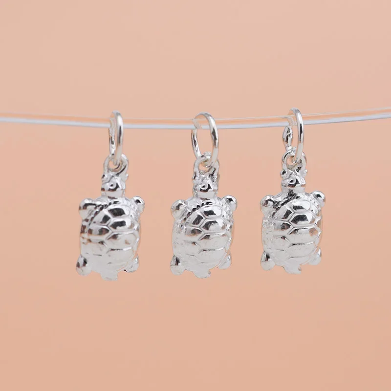 

990 sterling silver pop jewelry bracelet Anklet Small turtle pendant Handmade DIY beaded material accessories