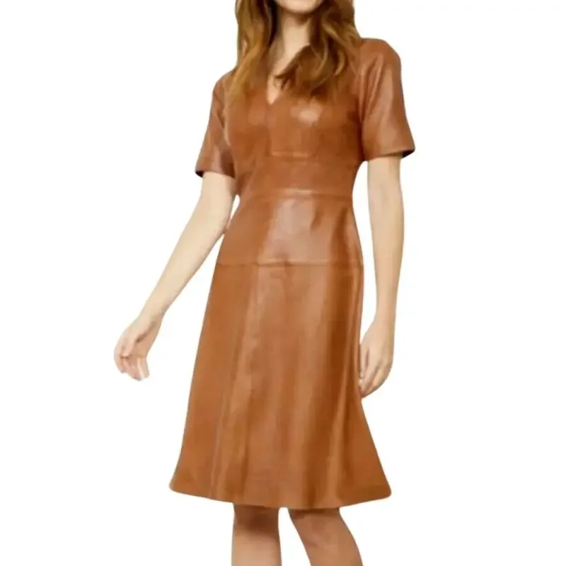 Sexy Dress Womens 100% Genuine Lambskin Leather Dress