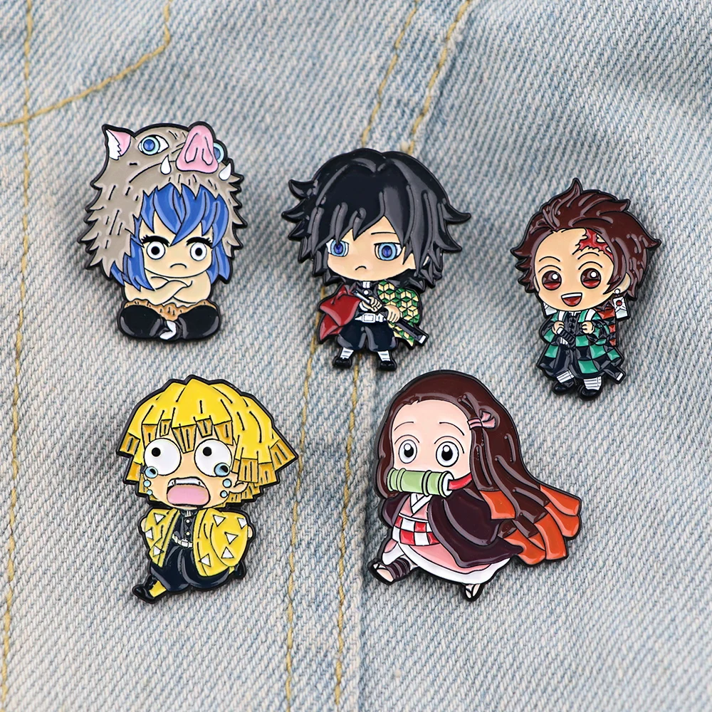 Demon Slayer Lapel Pins for Backpacks Manga Enamel Pin Anime Briefcase Badges With Anime Gift