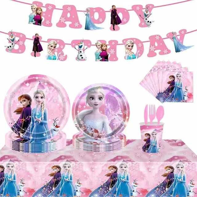 Disney Frozen Princess tema Snow Queen piatti di compleanno tazza cannucce  decorazioni per feste forniture per feste per ragazze per bambini Set di  stoviglie per palloncini - AliExpress