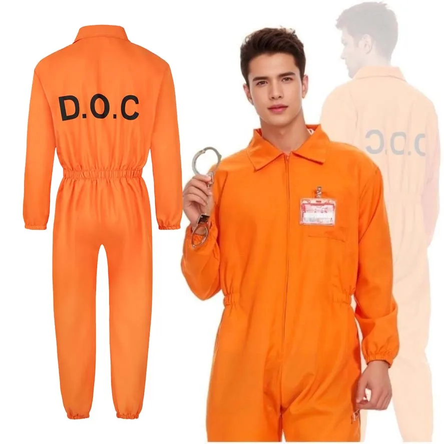 Foreverup Disfraz De Prisión Para Hombre – Mono Naranja De Preso Con Esposas Y Llaves, Ideal Para Fiestas De Disfraces Y Carnaval
