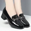 Vintage British Style Patent Leather Shoes Deep Mouth Women Pumps 2024 Spring Block High Heels Shoes Women Office Model Loafers 4