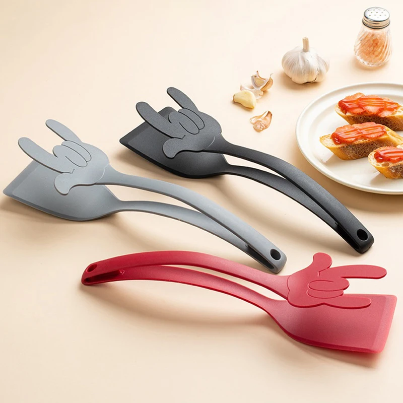 2 In 1 Grip Flip Spatula Clamp Egg Pancake Fish French Toast Omelette Making Non Stick Home Kitchen Cooking Turner Tool