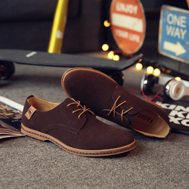Suede Leather Men Shoes Oxford Casual Classic Sneakers Comfortable Footwear Dress Large Size Flats mens shoes