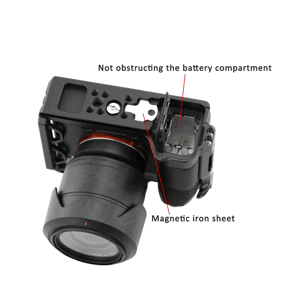 Für Sony A7M4 M3 R3R2 R5 A7IV/III/A1Kamera Käfig rig Mit Arca Swiss Slot 1/4 "3/8" Schraube Für Unterstützung Horizontale Vertikale Schießen – Detail 3