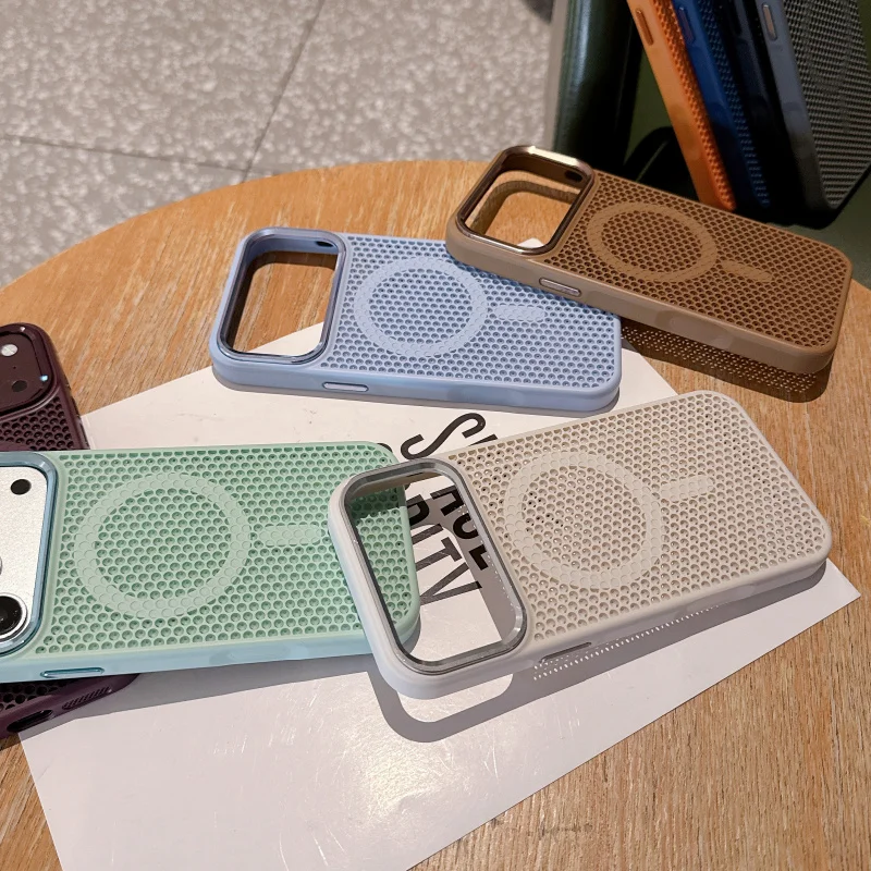 Summer Cooling Magnetic Phone Case with Magsafe, Breathable Mesh, Sturdy Armor, Anti-Fall Protection