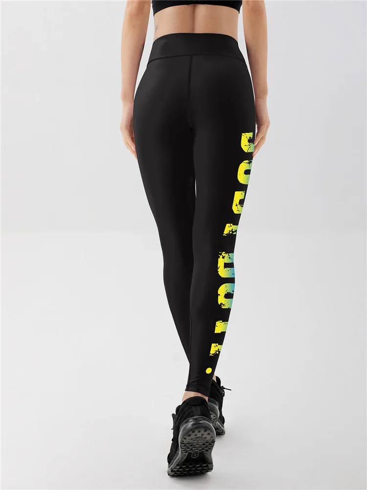 Neue Yoga-Hose, bunt, gelb, blau, Farbverlauf, Buchstabe, eng, Sport, Damen-Unterhose, personalisierte Fitness, bedruckte elastische Hose – Detail 16