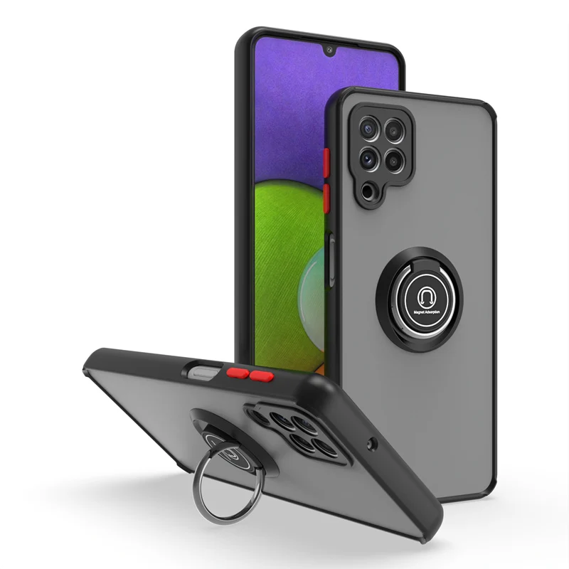 KEYSION Fashion Matte Hülle für Samsung A12 A22 A42 A22S 5G Transparent Ringständer Stoßfeste Telefonabdeckung für Galaxy M32_voghion.com