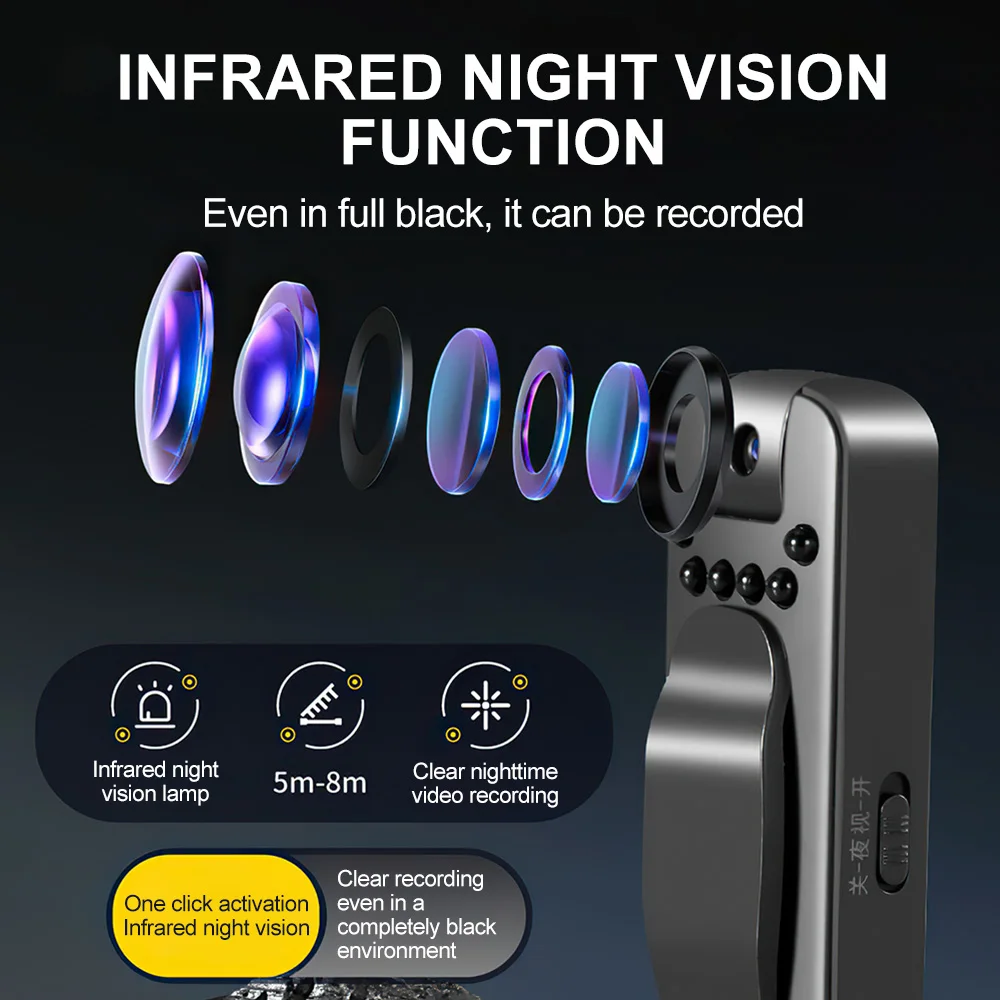 HD 1080P Mini Camera Portable Camcorder Recording Pen Police Body Worn Camera Infrared Night Vision Digital Video Recorder DVR 2