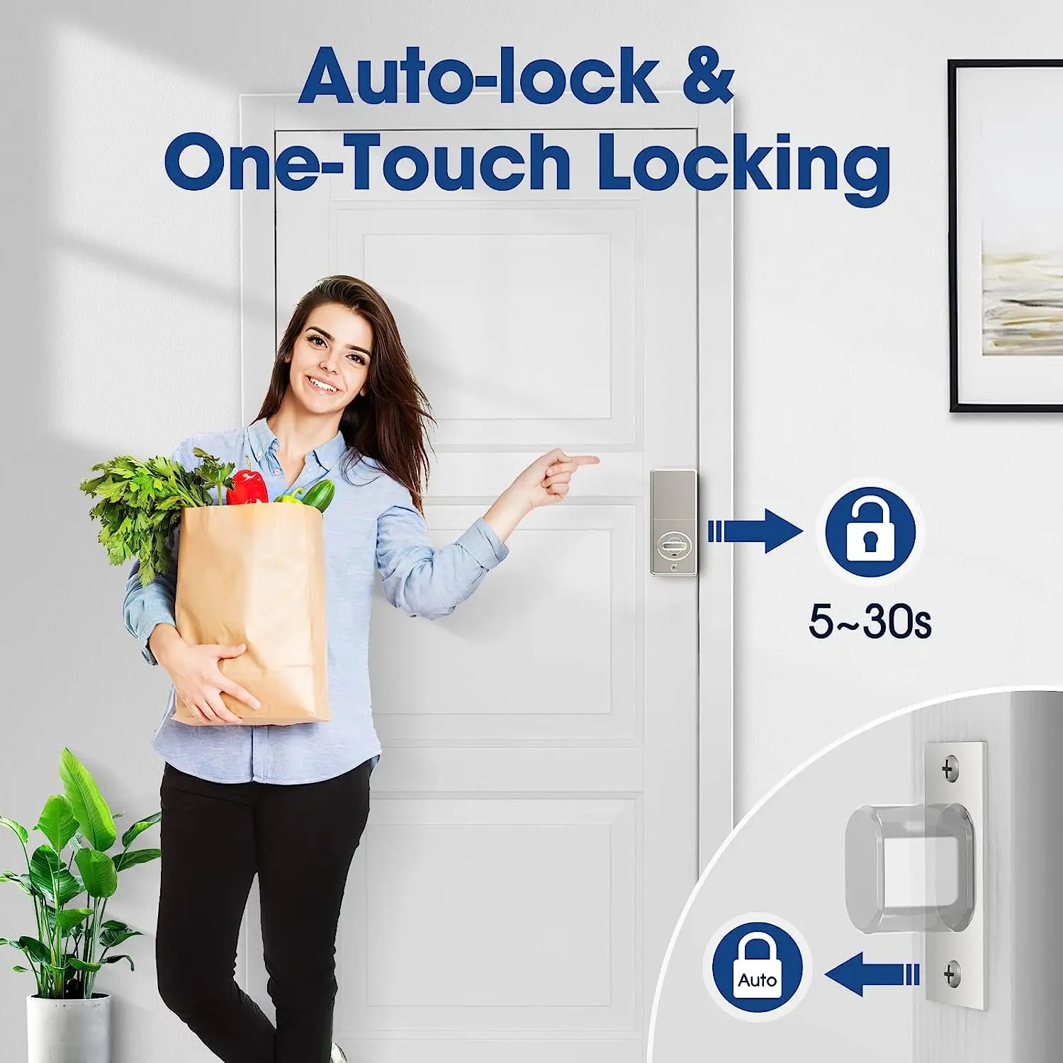 NOQIZ Keyless Entry Door Lock, Electronic Keypad Deadbolt, Auto