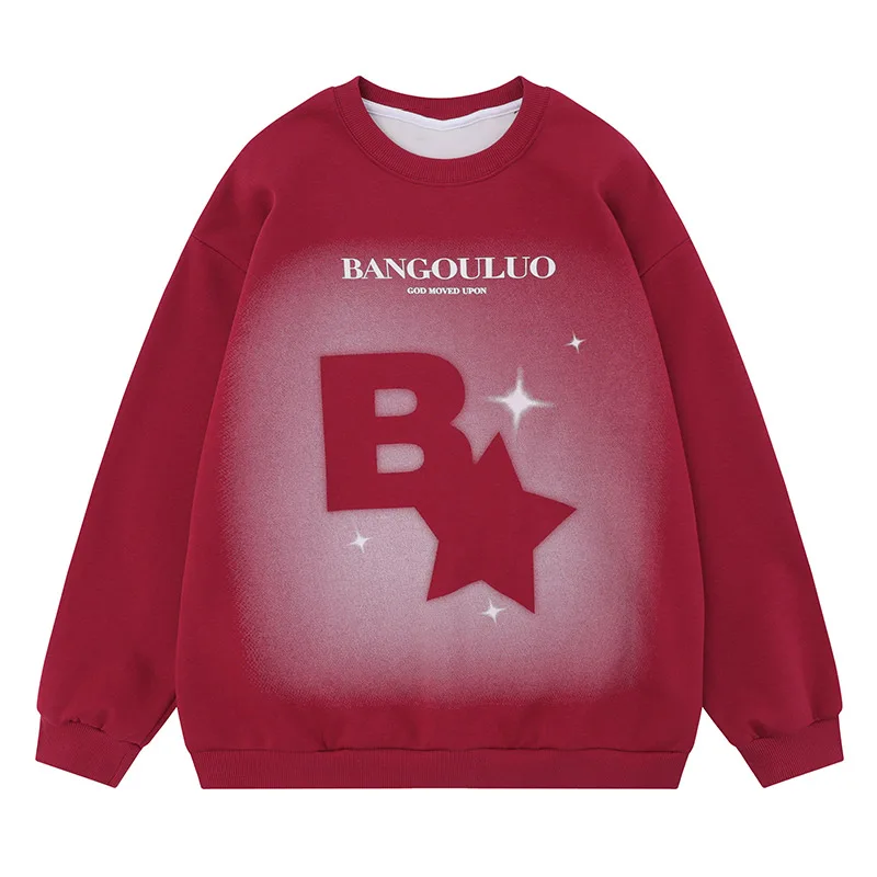 

Мужской свитшот с круглым вырезом и принтом в виде звезд