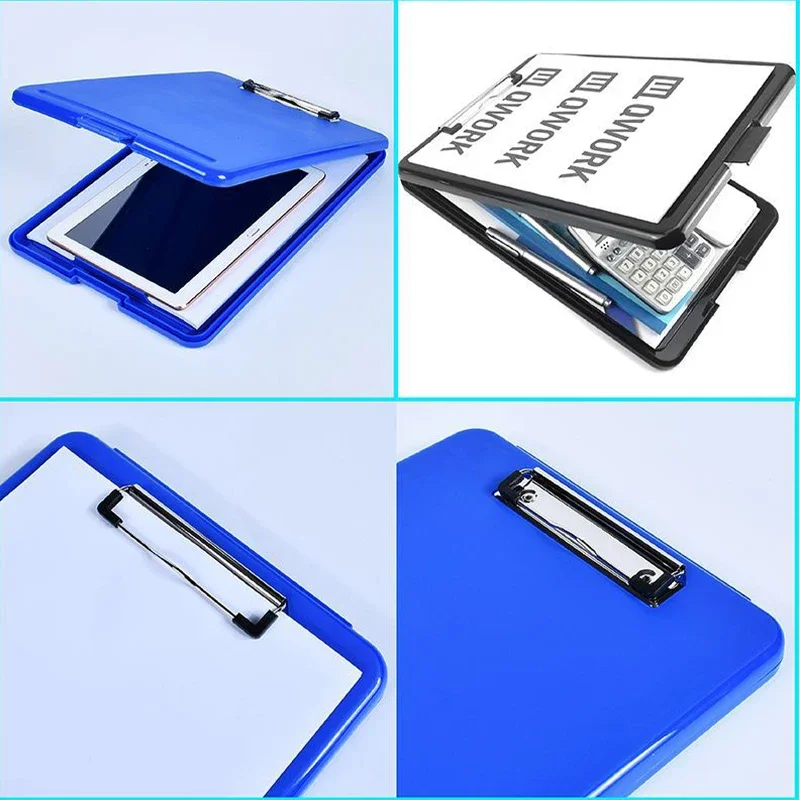 1PC Plastic Storage Clipboard File Box Case Document File Folders Clipboard Writing Pad Stationery School Office Supplies