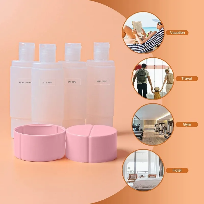 Portable 4-in-1 Leak-Proof Travel Toiletry Bottle Set (4 x 60ml) for Gym, Camping, and Carry-On