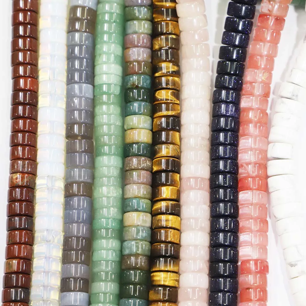 Natural Turquoise Opal Tiger Eye Stones Agates Crystal Loose Beads Cylinder Shape Jewelry Making DIY Charms Bracelet Accessories