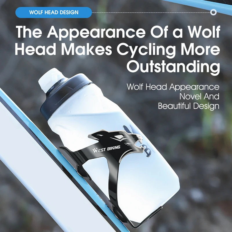 WEST BIKING Bicycle Bottle Holder Lightweight Aluminum Alloy Cool Wolf Design Road Bike MTB Water Bottle Cage Cycle Accessories