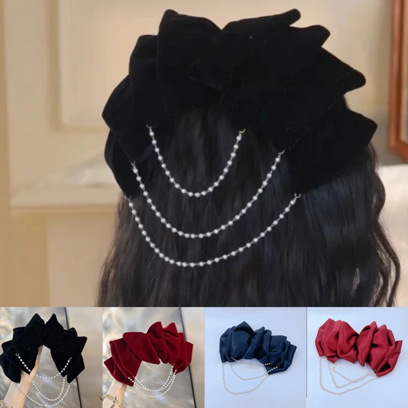 

Solid Color Korean Style Bow Hair Tie Headwear Elegant Women Large Bowknot Female Ponytail Hair Girls Hair Accessories Gift