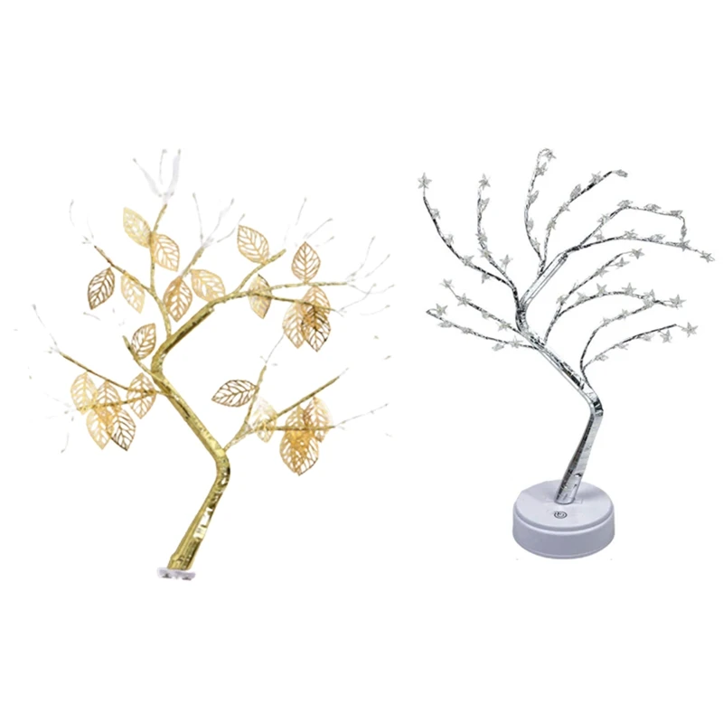 

72 светодиода, бонсай, искусственное настольное освещение, листовое дерево, USB-переключатель, теплая сказочная лампа для дома