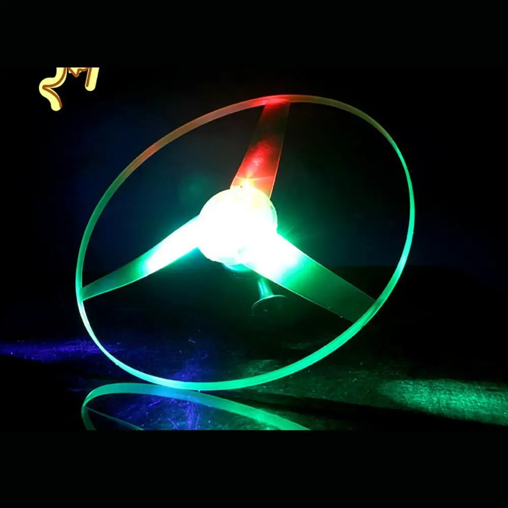 Led Light Up Spinning Flying Disc Saucer Pull String Kids Toy Party