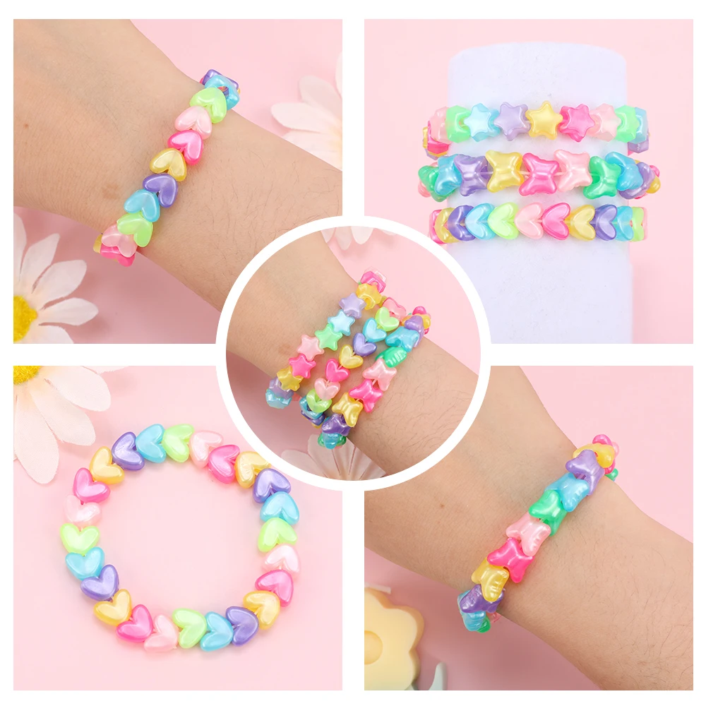 Makersland Colorful DIY Butterfly Star Heart Colorful Beads Set For Children Bracelet Necklace Handmade Jewelry Making Gift