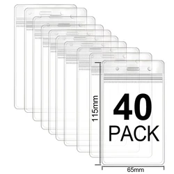 Universal Extra Thick Vertical Waterproof ID Badge and Credit Card Holder (A - Clear 40PCS)