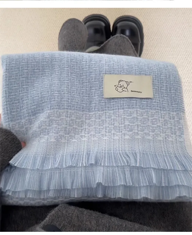 Damenschals Koreanischer Retro Niedlicher Cartoon Teddybär Kawaii Adrette JK Süßer Schal Winter Verdickter Warmer Vielseitiger Schal – Detail 8
