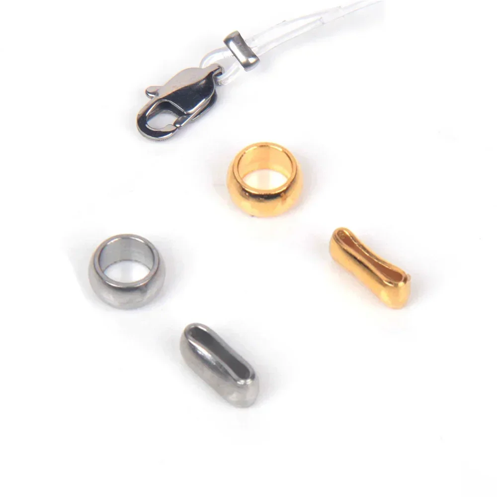 100 stücke Edelstahl Stopper Spacer Perlen (kann abgeflacht werden) Position ierung Ball Crimp End Perlen für DIY Schmuck Herstellung Lieferungen