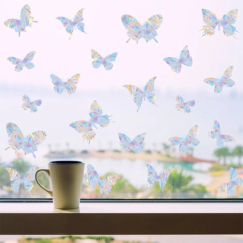 Rainbow Window Stickers Colorful Birds Butterflies Moons Stars Window Suncatcher Sticker DIY Electrostatic Sticker Dreamy Effect