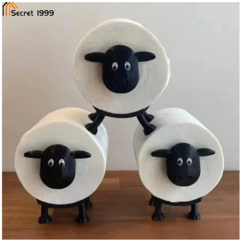3pcs New Chic Sheep Toilet Roll Holder Lovely Sheep Tissue Box Stackable For Home Bathroom Stackable Animal Tissue Organiser 3