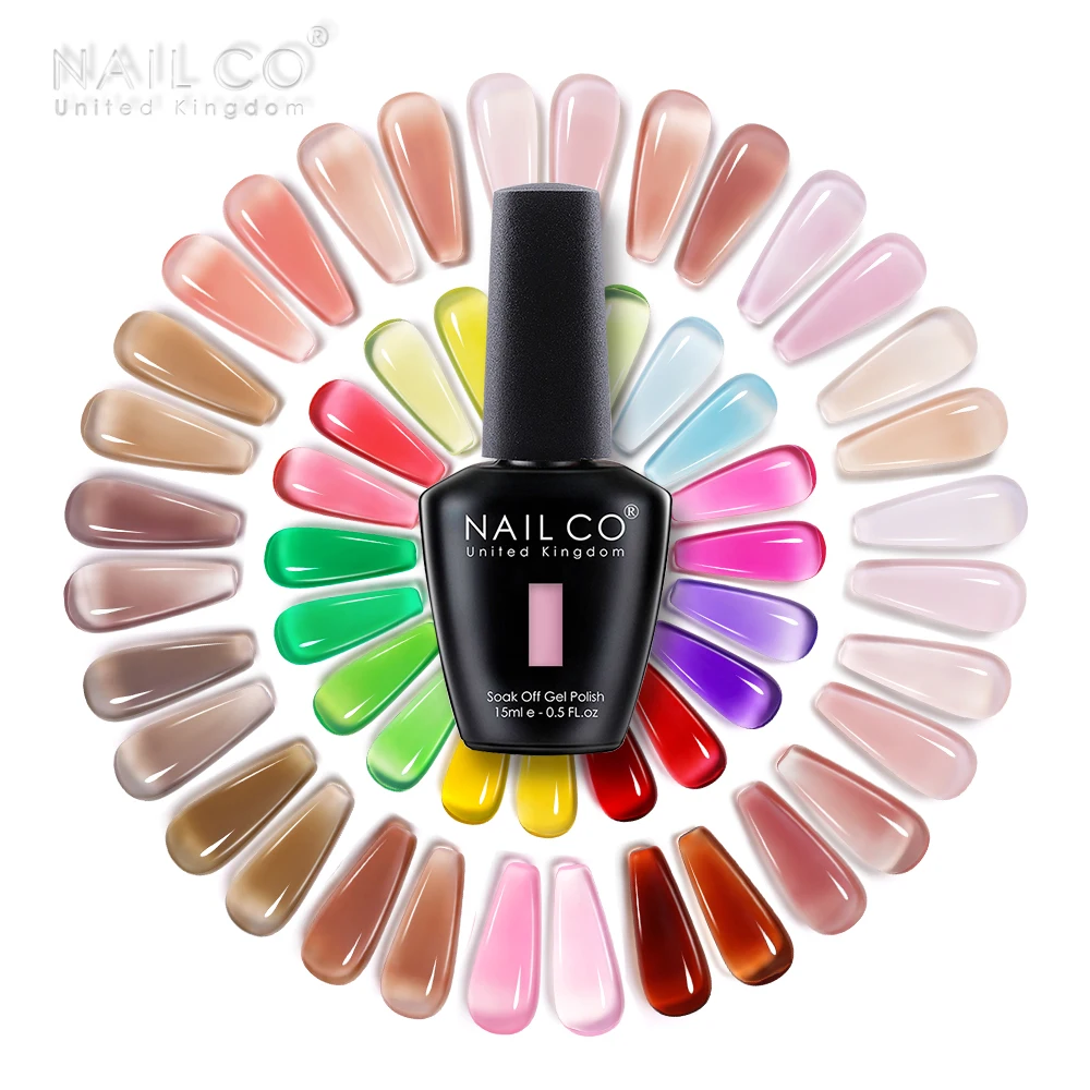 NAILCO 15 ml UV-Gel-Nagellack, durchscheinend, Hybrid, semipermanent, Gelee, Glas, Emaille, Lack, Maniküre, Nagelkunst, Soak Off-Nagelgel