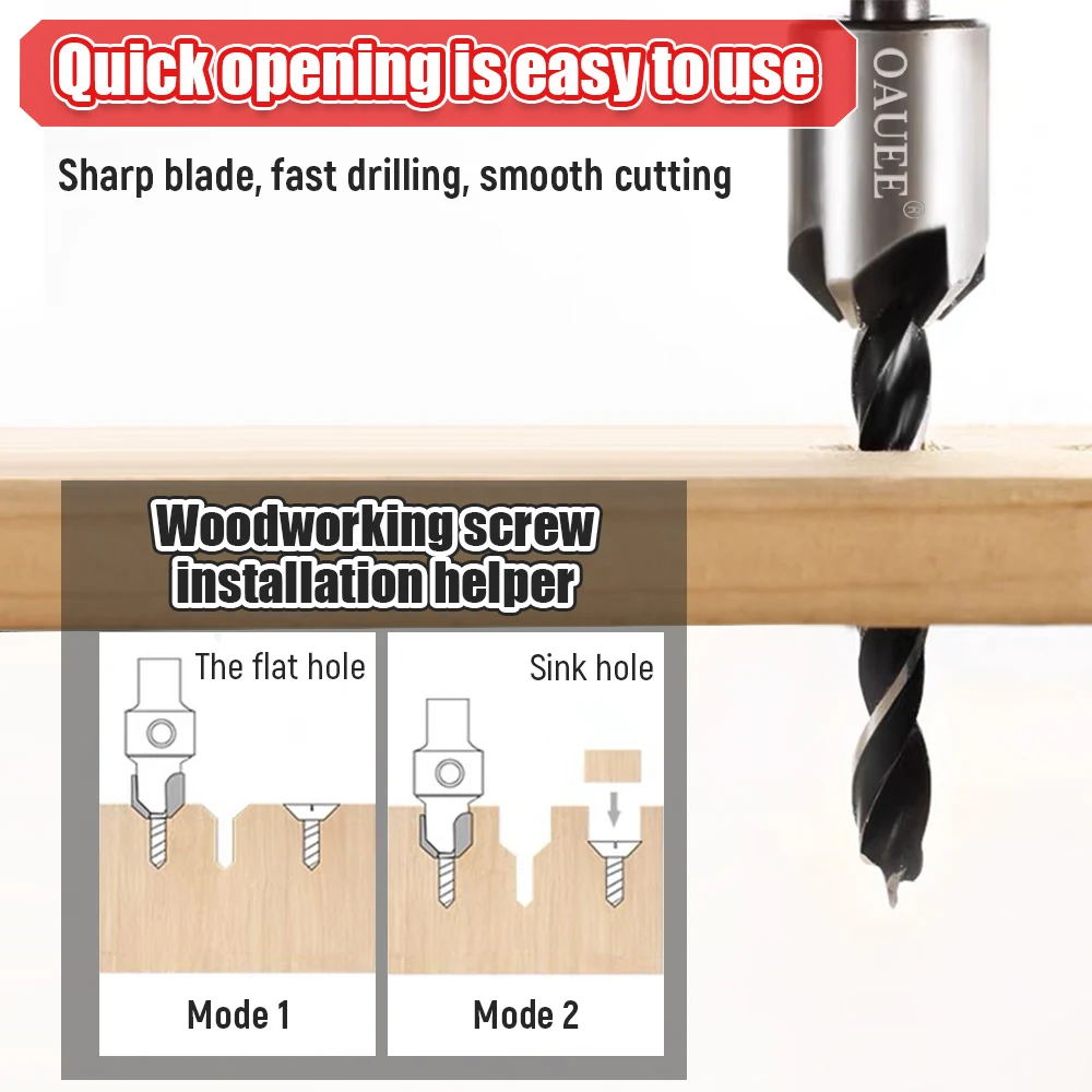 OAUEE 3mm-10mm Drill Bit Set HSS Countersink Drill Bit Chamfer Boring Knife Drill Wood Plate Hole Openger Woodworking Hand Tools