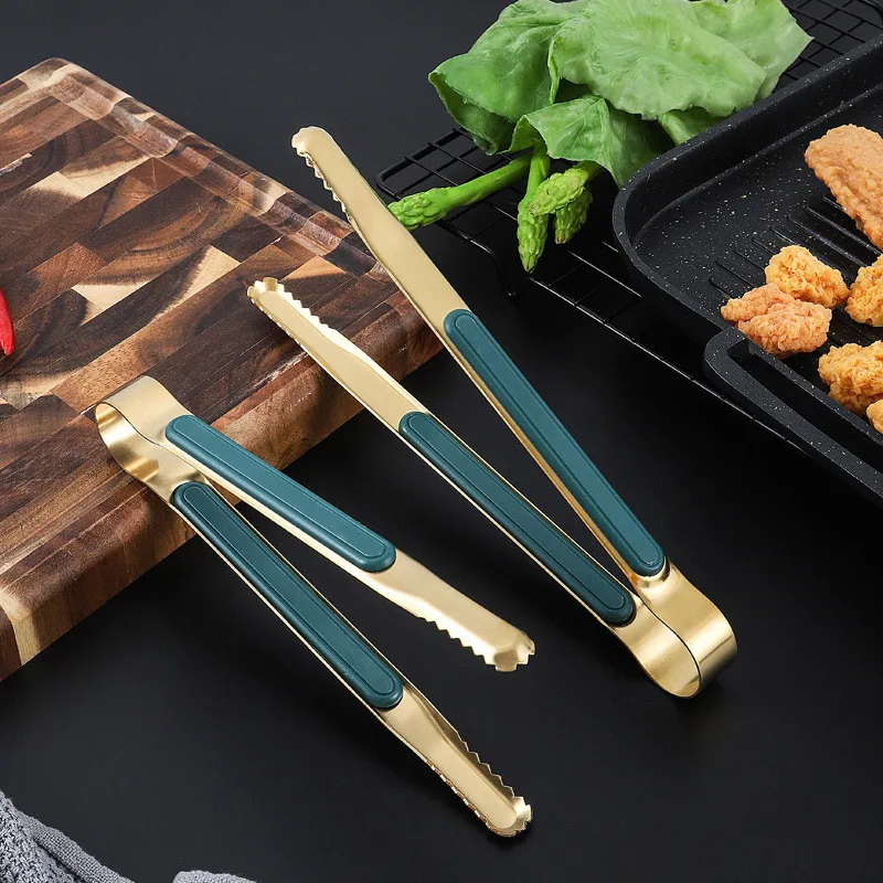 Stainless Steel Long Handle Food Tong Korean Style Non-Slip BBQ Bread et Clamp Ice Clip Kitchen Utensils
