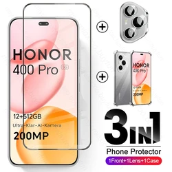 Premium 3-in-1 TPU Soft Cover with Protective Glass and Camera Screen Protector for Honor 400 5G (1front 1lens 1case)