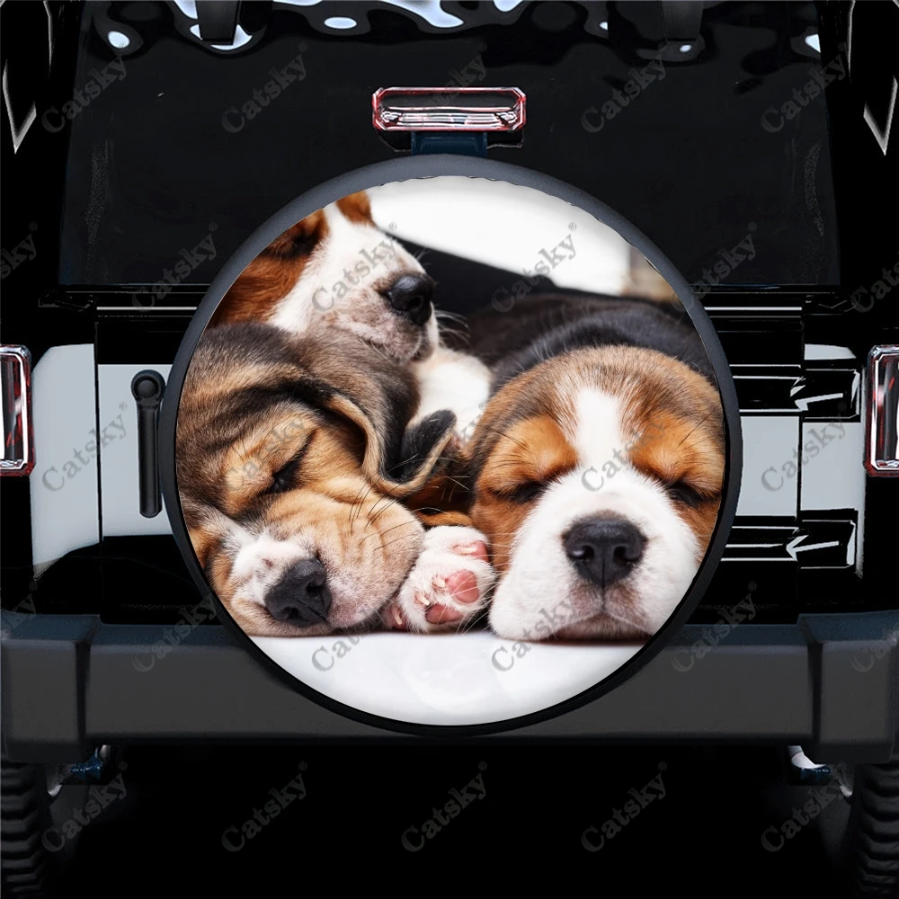 

Чехол Beagle Запасной для шин, водонепроницаемая накладка на колесо с принтом сидя на траве, для грузовиков, внедорожников, прицепов, домов на колесах 14-17 дюймов