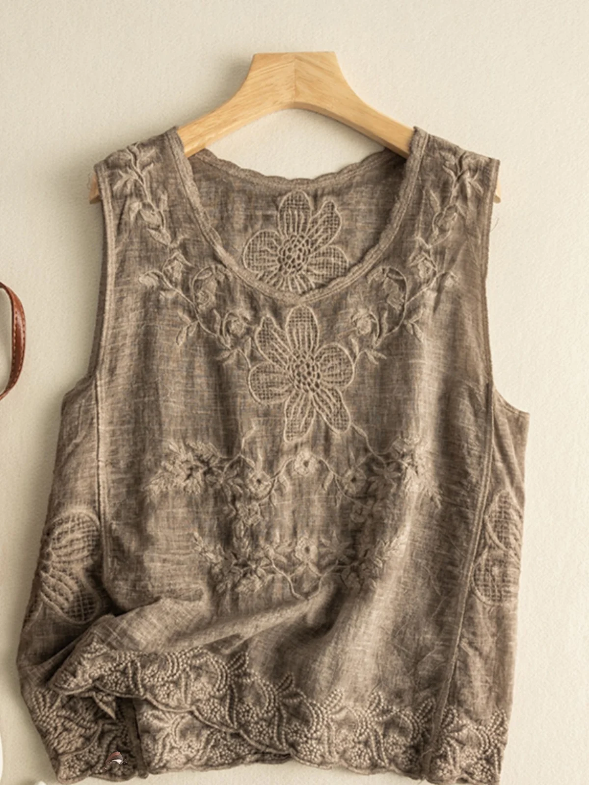 Lace Trim Embroidered Cotton Linen Women's Csole Vest Thin Inner Wear Linen Top Brand New Goods Summer Commute Sle