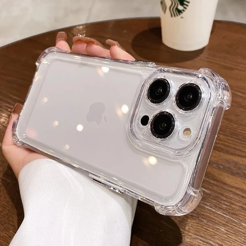 Luxuriöse, stoßfeste, klare Handyhülle für iPhone 17, 16, E, 15, 14, 13, 12, 11, Pro Max Plus, weiche Silikon-Stoßstange, transparente Abdeckung – Detail 9