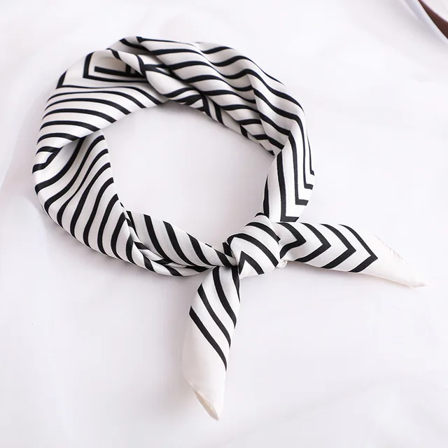 2022 Fashion Imitated Silk Scarf Ladies Outdoor Print Luxury Neck Hair Decorate Headband Scarf Outdoor Small Kerchief Soft Wrap 10