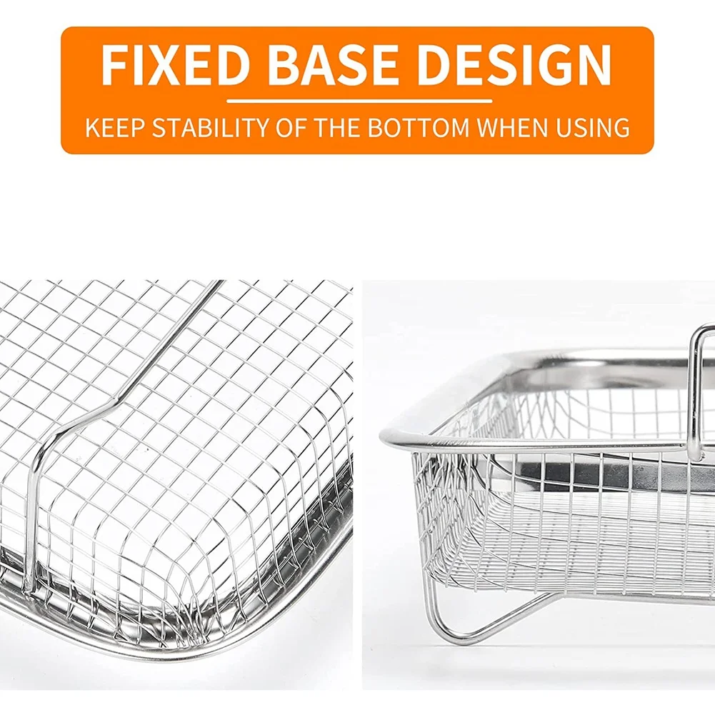 Air Fryer Basket for Oven, Stainless Steel Grill Basket, Non-Stick Mesh Basket, Air Fryer Tray Wire Rack Roasting Basket HOT