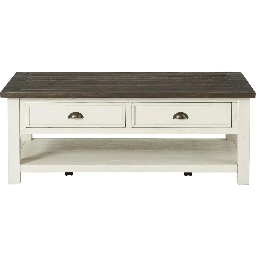 Tea and Coffee Tables for Living Room Chairs Cream White With Brown Top Coffee Table Solid Wood Center Table Salon End of Tables