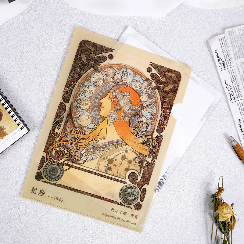 World Famous Painting Creative Filing Folders Document Bag Document Waterproof Storage Bags A4 Stationery Office School Supplies