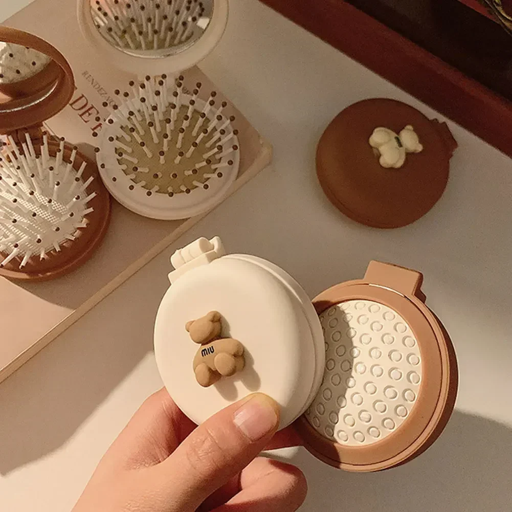 Description Picture 4 of itemFolding Air Bag Comb with Mirror Compact Pocket Size Portable Travel Hair Brush Cosmetic Mirror Head Massager Relax