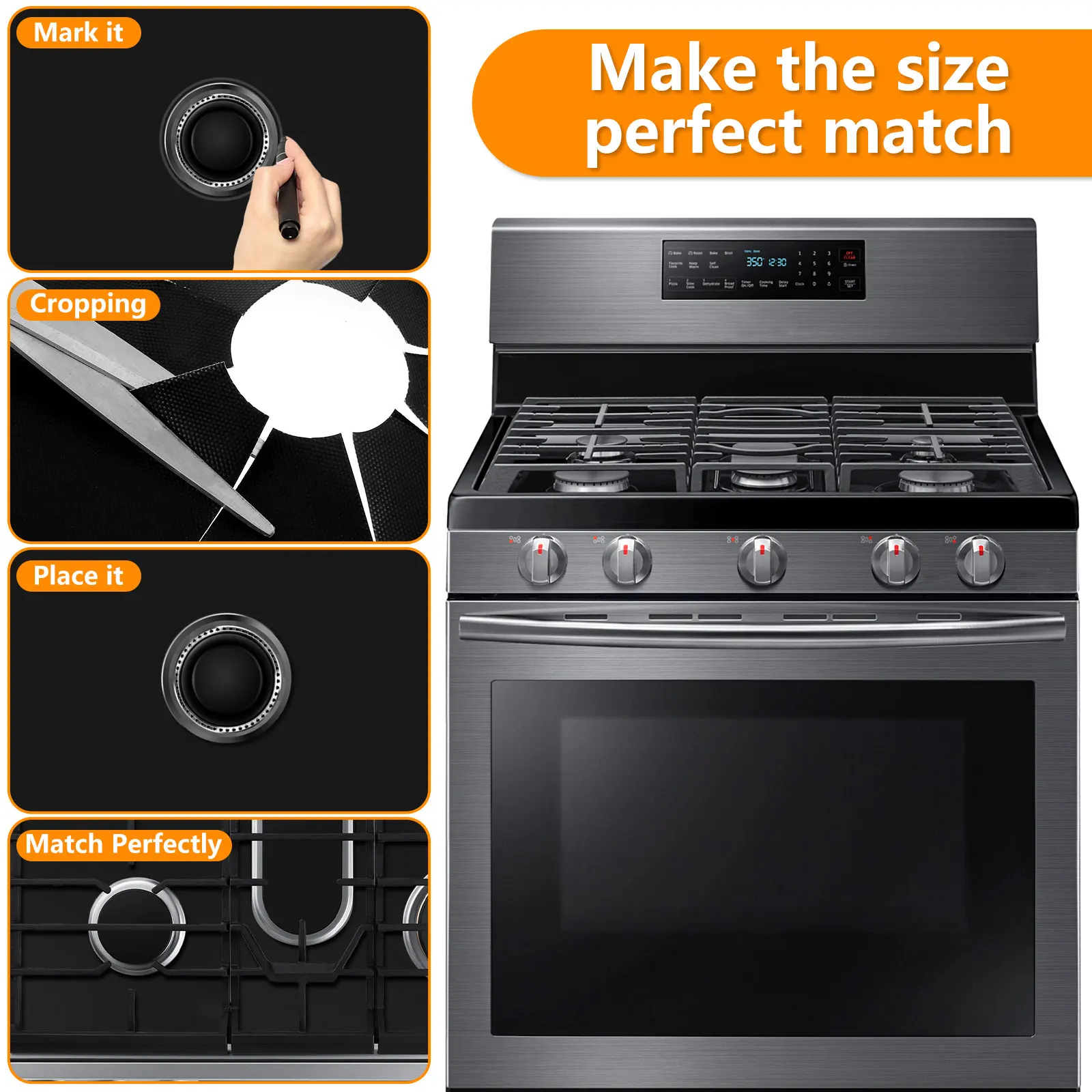 Stove Protector Cover Washable Stove Burner Covers Durable Cleaning Pad Set Silicone Stove Counter Gap Cover for Kitchen Cooking