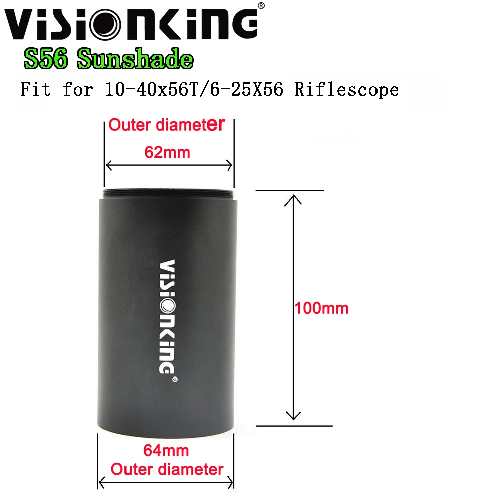Visionking Aluminum 56mm Objective Lens Eyepiece Riflescope Sunshade 10-40x56 6-25x56 Protective Cover Optic Sight Accessory