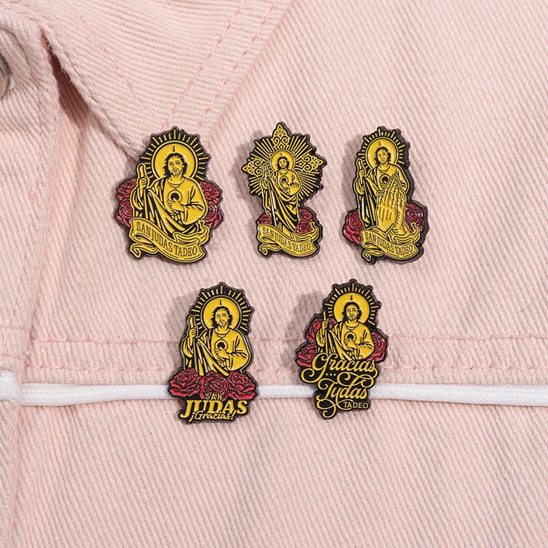 Heilige Jesus Bibel Emaille Pins benutzer definierte San Judas Tadeo Broschen Revers Abzeichen halten den Glauben Schmuck Geschenk für Freunde – Detail 8
